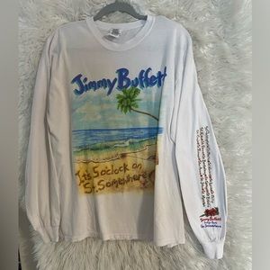 Jimmy Buffett “Songs From St. Somewhere” Tour 2013-14 RARE White Shirt-Long SL